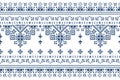 Zmijanjski vez embroidery style vector long horizontal seamless pattern - inspired by cross-stitch from Bosnia and Herzegovina