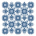 Zmijanje folk art embroidery style vector design in square - traditional cross stitch from Bosnia and Herzegovina