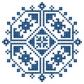 Zmijanski vez Bosnia and Herzegovina cross-stitch style vector design square ornament - traditional folk art design