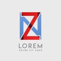 ZN logo letters with blue and red gradation