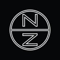 ZN Logo monogram abstract inside circle stripe images design template Royalty Free Stock Photo