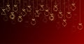 Banner 2020 Happy New Year, gold Christmas Balls isolated on black background, line elements for calendar and greetings card Royalty Free Stock Photo