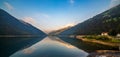 Zoccolo Lake wide landscape, Santa Valburga, Italy