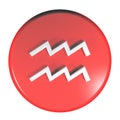 ZODIAC AQUARIUS ICON red circle push button - 3D rendering illustration Royalty Free Stock Photo