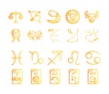 Zodiac astrology horoscope calendar constellation aries sagittarius leo libra icons collection gradient style