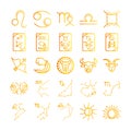 Zodiac astrology horoscope calendar constellation leo cancer virgo libra gemini icons collection gradient style