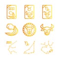 Zodiac astrology horoscope calendar constellation taurus leo aquarium icons collection gradient style