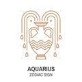 Zodiac astrology horoscope sign aquarius linear design. Vector illustration. Elegant line art symbol or icon of aquarius Royalty Free Stock Photo