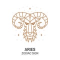 Zodiac astrology horoscope sign aries linear design. Vector illustration. Elegant line art symbol or icon of aries Royalty Free Stock Photo