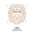 Zodiac astrology horoscope sign leo linear design. Vector illustration. Elegant line art symbol or icon of leo esoteric Royalty Free Stock Photo