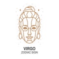 Zodiac astrology horoscope sign virgo linear design. Vector illustration. Elegant line art symbol or icon of virgo Royalty Free Stock Photo