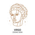 Zodiac astrology horoscope sign virgo linear design. Vector illustration. Elegant line art symbol or icon of virgo Royalty Free Stock Photo
