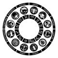 Zodiac astrology horoscope star signs icon set Royalty Free Stock Photo