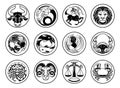 Zodiac Astrology Horoscope Star Signs Symbols Set