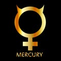 Zodiac and astrology symbol of the planet Mercury in gold colors Royalty Free Stock Photo