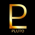 Zodiac and astrology symbol of the planet Pluto in gold colors