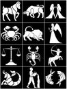 Zodiac / astrology symbols - black and white Royalty Free Stock Photo