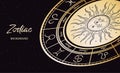 Zodiac background. Astrological horoscope. Horizontal banner with the horoscope circle. Royalty Free Stock Photo