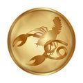 Zodiac cancer gold medallion drive