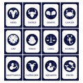 Zodiac cards icons set