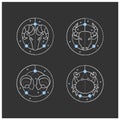 Zodiac chalk icons set Royalty Free Stock Photo