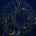 Zodiac clock collage Royalty Free Stock Photo