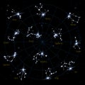 Zodiac constellation in night sky background. Astrology stars