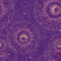 Zodiac constellation pattern on a trendy mystical purple background