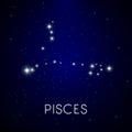 Zodiac constellation of Pisces, astrology horoscope and stars in night sky