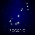 Zodiac constellation of Scorpio, astrological sign in night sky Royalty Free Stock Photo