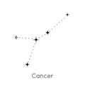 Zodiac constellation sign Cancer. Celestial Astrological Horoscope symbol on white background. Vector Illustration Royalty Free Stock Photo