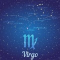 Zodiac constellation Virgo - position of stars and their names Royalty Free Stock Photo