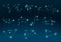 Zodiac constellations. Vector space and stars illustration Royalty Free Stock Photo