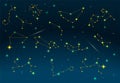 Zodiac constellations. Vector space and stars illustration Royalty Free Stock Photo