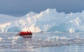 Zodiac cruise through icebergs of Cierva Cove in the Antarctic Peninsula Royalty Free Stock Photo