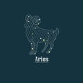 Zodiac design with star grid. Abstract aries design. Signs with texts in Latin Royalty Free Stock Photo