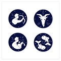 Zodiac flat icons set Royalty Free Stock Photo