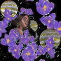 Zodiac flowers girl in vintage style. Abstract love symbol. Fashion concept. Vintage style. Digital illustration. Sagittarius