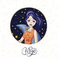 Zodiac Girl Vector Sign. Royalty Free Stock Photo