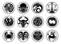 Zodiac horoscope astrology star signs icon set Royalty Free Stock Photo