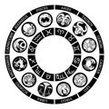 Zodiac horoscope astrology star signs symbols set Royalty Free Stock Photo