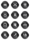 Zodiac Horoscope Icons - Black Round