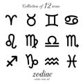 Zodiac icon set. Royalty Free Stock Photo