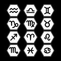 Zodiac icons set isolated on dark background Royalty Free Stock Photo