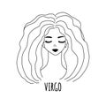 Zodiac illustration of the horoscope sign Virgo as a beautiful girl. Vector art. modern illustration in the linart style