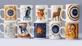 Zodiac-inspired Magic in Ceramic Mugs Royalty Free Stock Photo