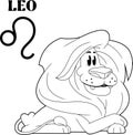 Outlined Leo Cartoon Character Horoscope Zodiac Sign Royalty Free Stock Photo