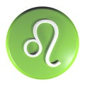 ZODIAC LEO ICON green circle push button - 3D rendering illustration Royalty Free Stock Photo
