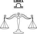 Outlined Libra Cartoon Character Horoscope Zodiac Sign Royalty Free Stock Photo