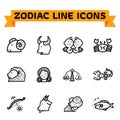 Zodiac Line Icons Vector